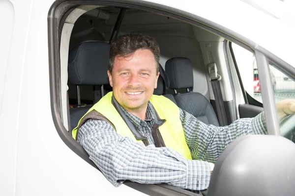 Smiling Delivery Driver Man