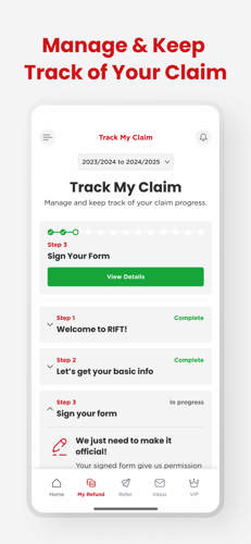 Track your claim in the app